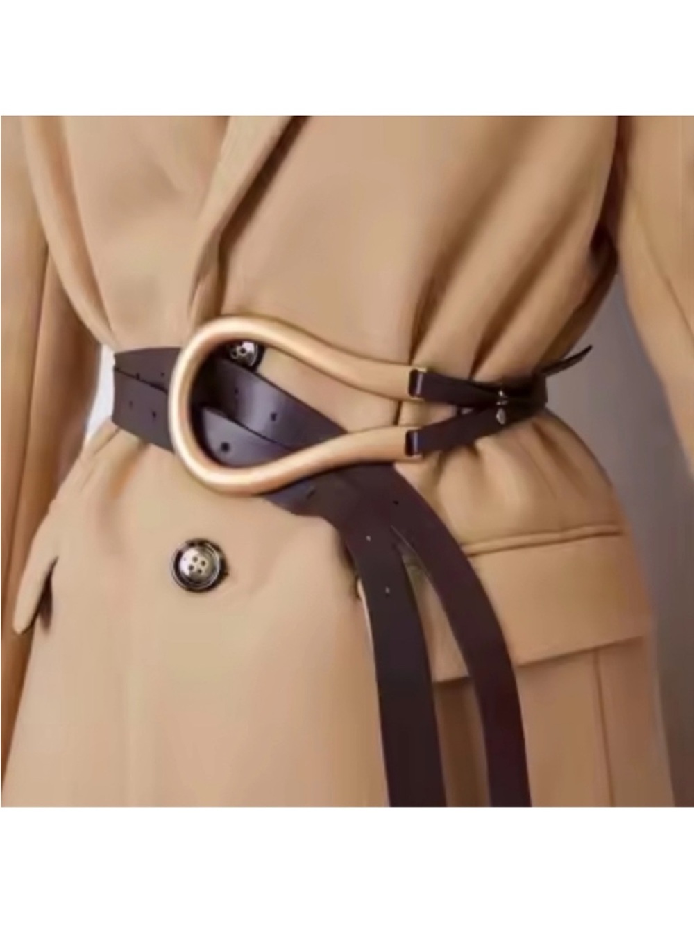 Horseshoe Buckle Multi-Strap Belt Adjustable Vegan Leather | New